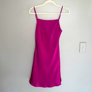 Satin pinkish-purple - fuchsia dress - mini dress - lulu